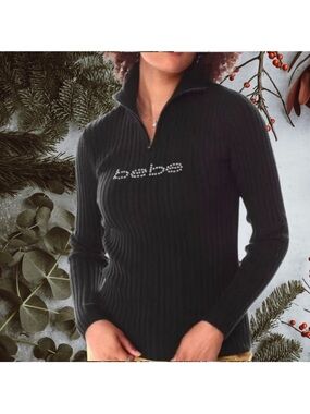 M🖤Bebe Knit Sweater Black Ribbed Mock Neck